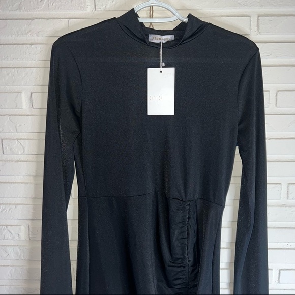 Femme Luxe black long sleeve Bodycon Adjustable Mini Dress, Women’s Size 6 - Picture 2 of 6